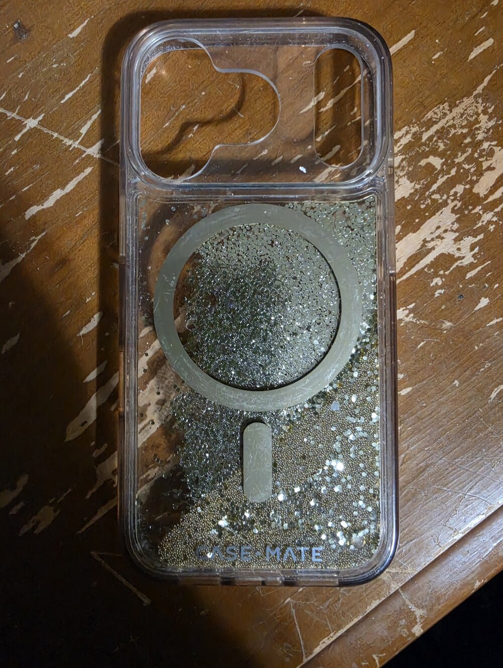 Iphone 14 Pro case-mate Clear Glitter MagSafe Phone Case - Gold Glitter